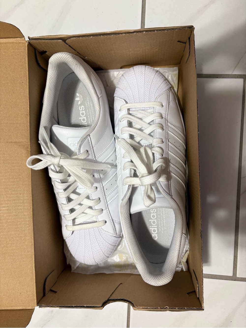 adidas White Shell-Toe Classic Sneakers